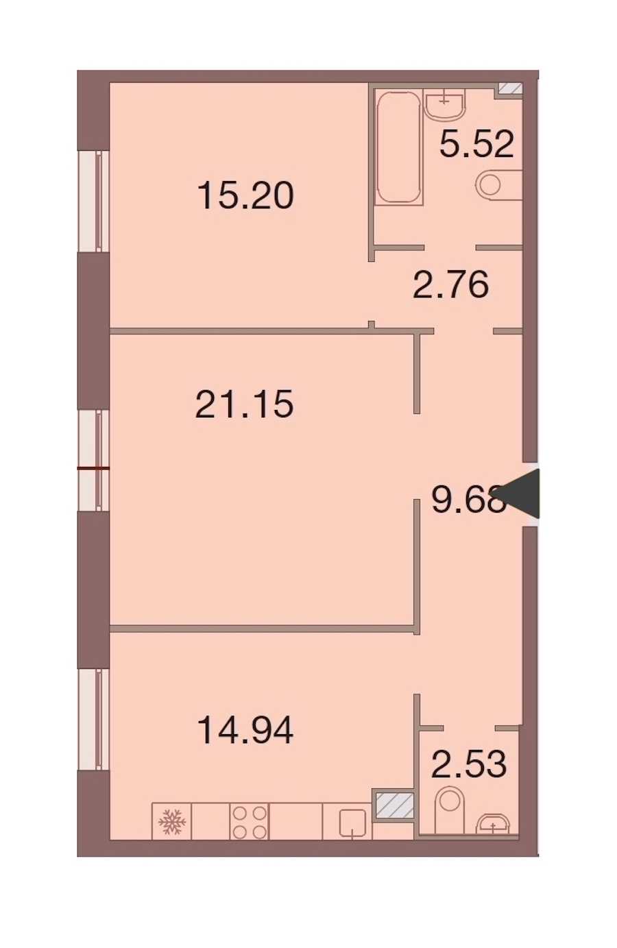 Двухкомнатная квартира в : площадь 71.78 м2 , этаж: 3 – купить в Санкт-Петербурге